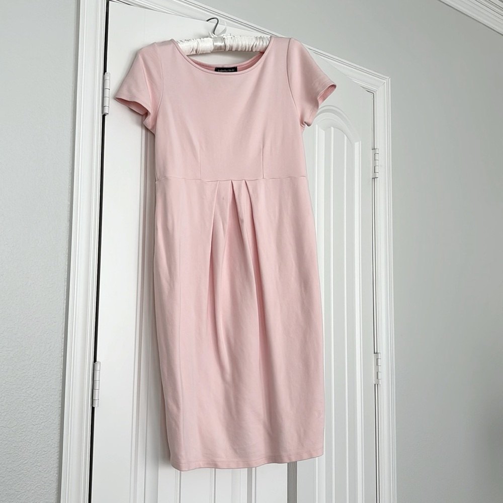 Isabella Oliver Tierney Boat Neck Maternity Dress in Pale Pink